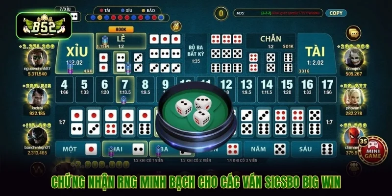 Chứng nhận RNG minh bạch cho các ván sicsbo big win